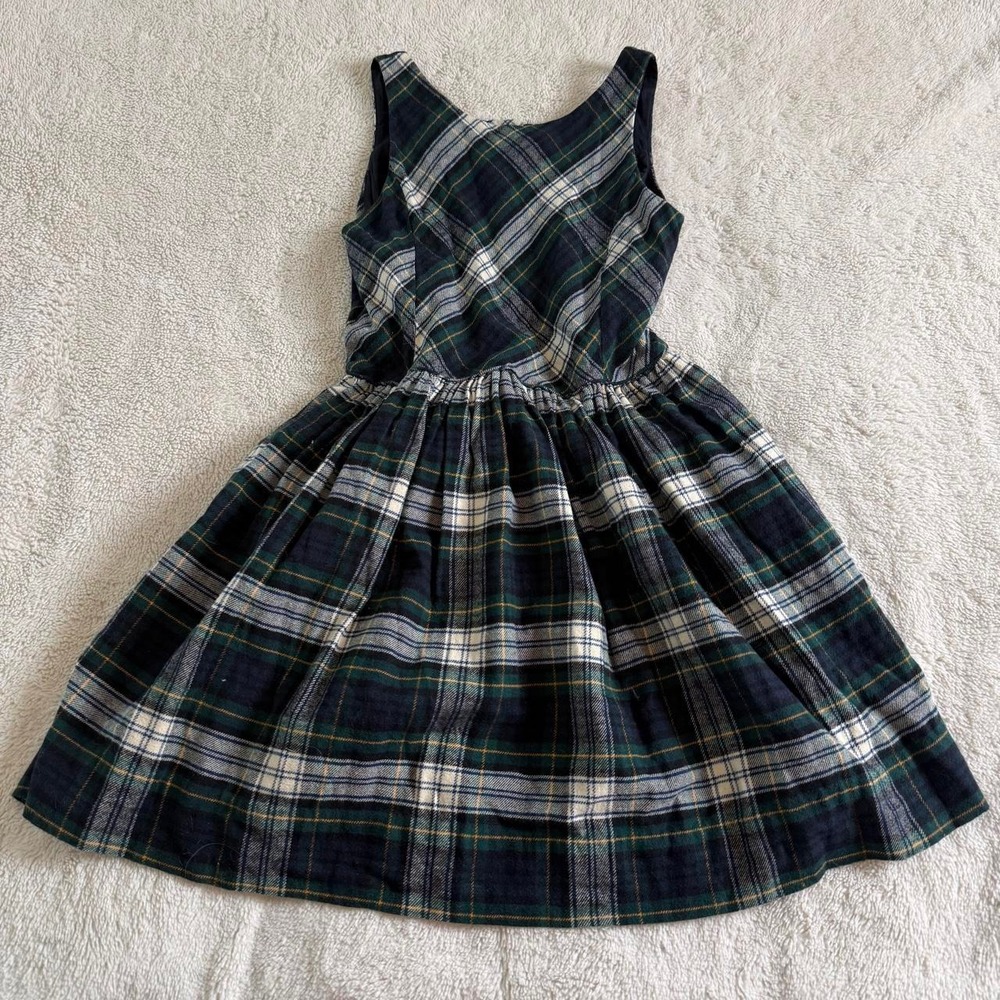 polo ralph lauren plaid cotton twill fit flare dress